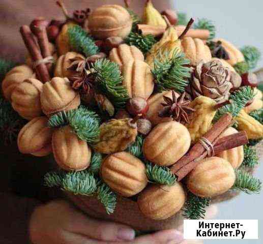 Изготовление букета из чая, фруктов,орехов, конфет Екатеринбург