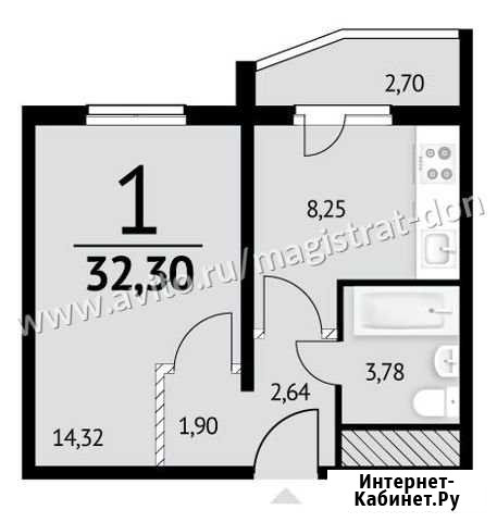 1-комнатная квартира, 32.3 м², 19/20 эт. на продажу в Ростове-на-Дону Ростов-на-Дону - изображение 1