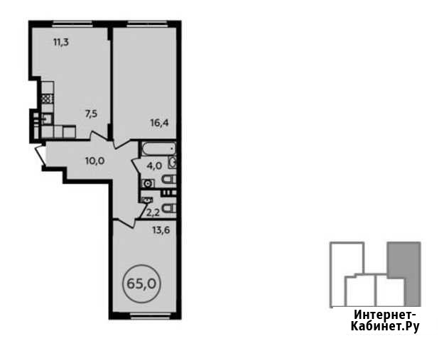 2-комнатная квартира, 65 м², 3/9 эт. на продажу в Мосрентгене Мосрентген - изображение 1