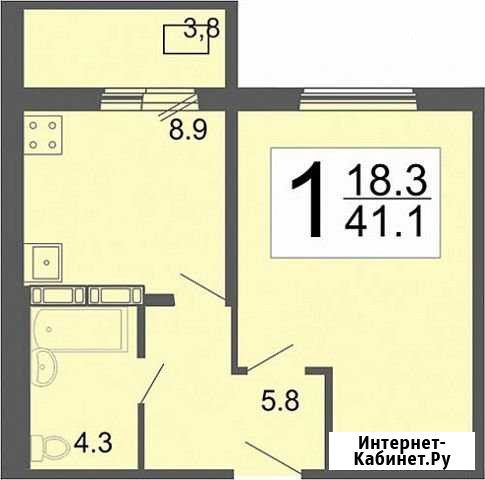 1-комнатная квартира, 41.1 м², 11/13 эт. на продажу в Засечном Засечное - изображение 1