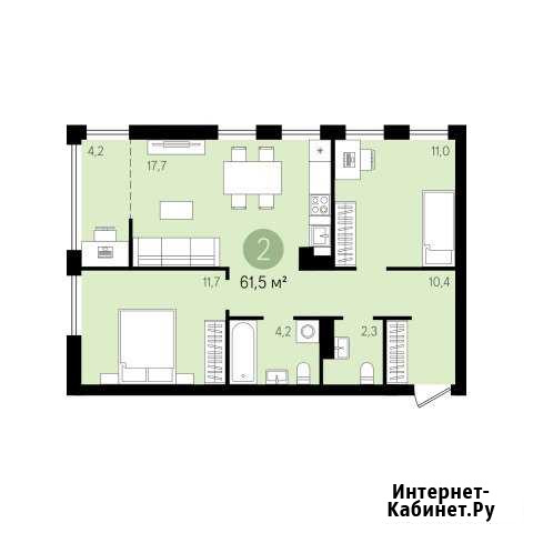 2-комнатная квартира, 61.5 м², 6/9 эт. на продажу в Новосибирске Новосибирск - изображение 1