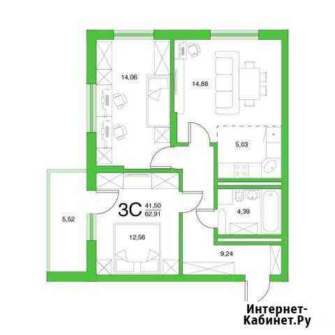 3-комнатная квартира, 62.9 м², 1/26 эт. на продажу в Уфе Уфа