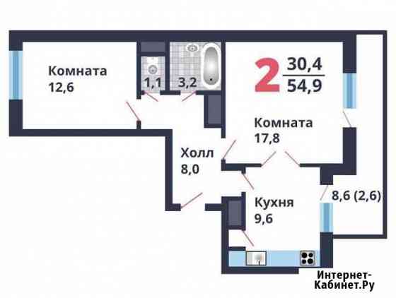 2-комнатная квартира, 54.7 м², 2/17 эт. на продажу в Домодедово Домодедово