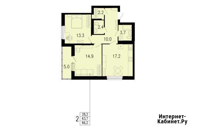 1-комнатная квартира, 66.2 м², 17/23 эт. на продажу в Екатеринбурге Екатеринбург - изображение 1