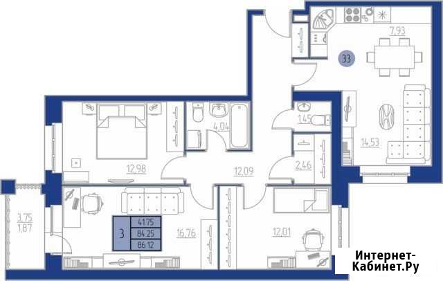 3-комнатная квартира, 86.1 м², 4/4 эт. на продажу в Кирове Киров - изображение 1