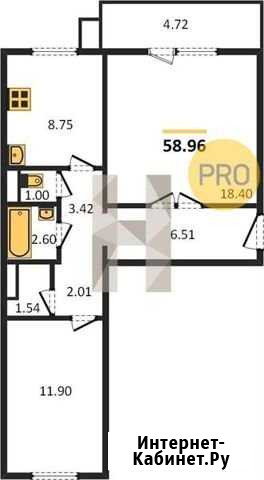 2-комнатная квартира, 58.3 м², 5/10 эт. на продажу в Челябинске Челябинск - изображение 1