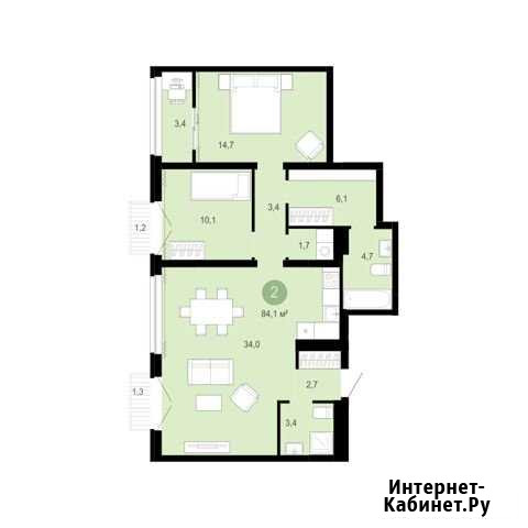 2-комнатная квартира, 86.6 м², 10/10 эт. на продажу в Тюмени Тюмень - изображение 1