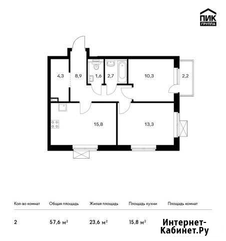 2-комнатная квартира, 57.6 м², 19/25 эт. на продажу в Екатеринбурге Екатеринбург - изображение 1