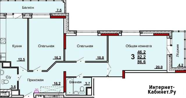 3-комнатная квартира, 86.6 м², 9/14 эт. на продажу в Туле Тула - изображение 1