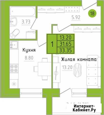 1-комнатная квартира, 33.4 м², 5/6 эт. на продажу в Кирове Киров - изображение 1