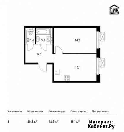 1-комнатная квартира, 40.3 м², 16/25 эт. на продажу в Одинцово Одинцово