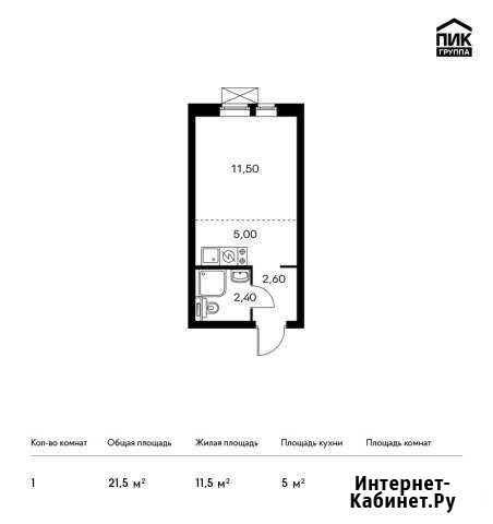 1-комнатная квартира, 21.5 м², 21/33 эт. на продажу в Котельниках Котельники - изображение 1