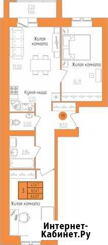 3-комнатная квартира, 63.1 м², 5/17 эт. на продажу в Кирове Киров - изображение 1