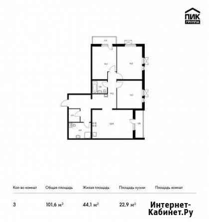 3-комнатная квартира, 101.6 м², 22/25 эт. на продажу в Новороссийске Новороссийск