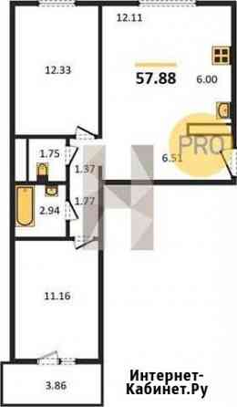 2-комнатная квартира, 57.9 м², 2/18 эт. на продажу в Челябинске Челябинск