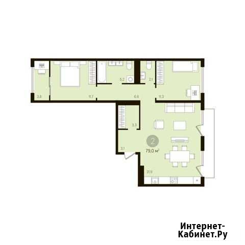 2-комнатная квартира, 79 м², 9/9 эт. на продажу в Тюмени Тюмень - изображение 1
