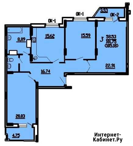 3-комнатная квартира, 105 м², 9/15 эт. на продажу в Брянске Брянск - изображение 1