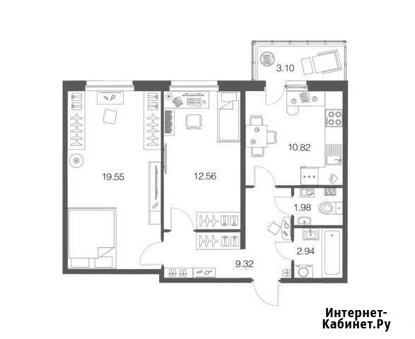 2-комнатная квартира, 57.2 м², 1/4 эт. на продажу в Токсово Токсово - изображение 1
