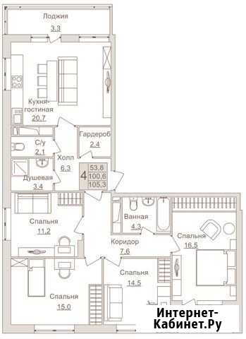 4-комнатная квартира, 105.3 м², 11/17 эт. на продажу в Люберцах Люберцы - изображение 1