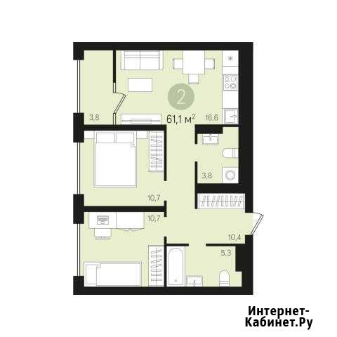 2-комнатная квартира, 61.1 м², 4/8 эт. на продажу в Сургуте Ханты-Мансийского АО Сургут - изображение 1