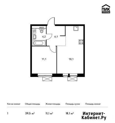 1-комнатная квартира, 39.5 м², 19/25 эт. на продажу в Щербинке Щербинка - изображение 1