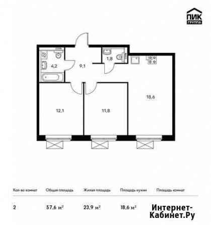 2-комнатная квартира, 57.6 м², 7/25 эт. на продажу в Одинцово Одинцово