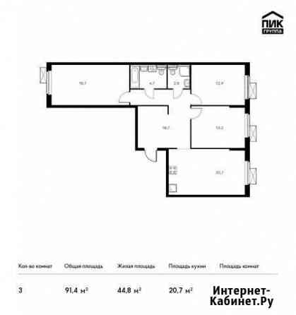 3-комнатная квартира, 91.4 м², 9/9 эт. на продажу в Красногорске Московской области Красногорск