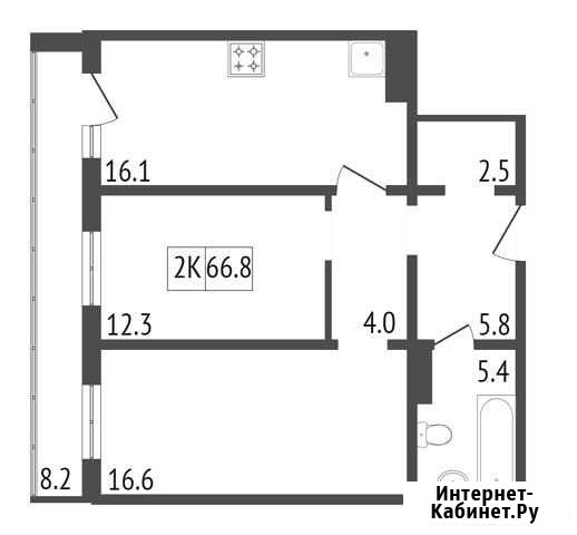 2-комнатная квартира, 66.8 м², 7/17 эт. на продажу в Красноярске Красноярск - изображение 1