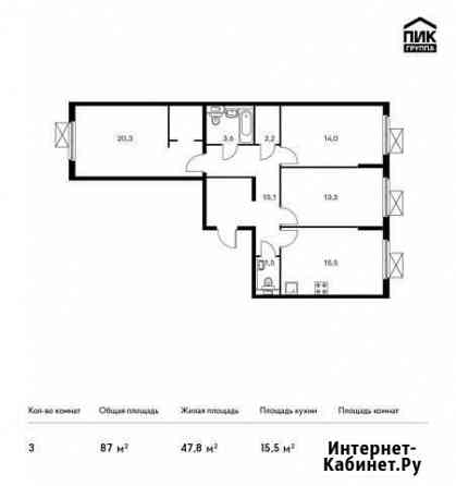 3-комнатная квартира, 87 м², 2/9 эт. на продажу в Красногорске Московской области Красногорск