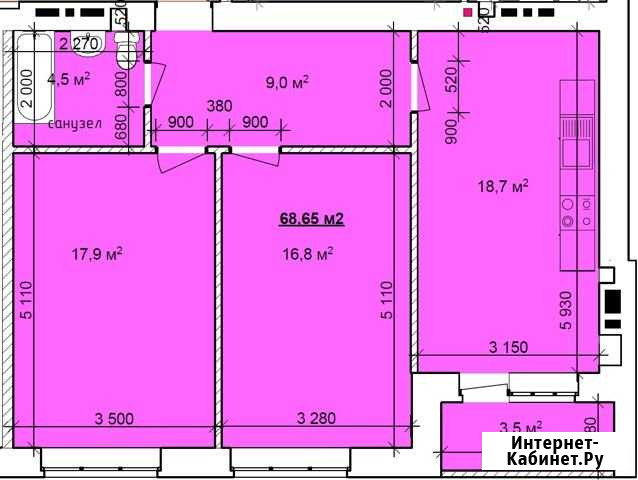 2-комнатная квартира, 68.7 м², 3/9 эт. на продажу в Таганроге Таганрог - изображение 1