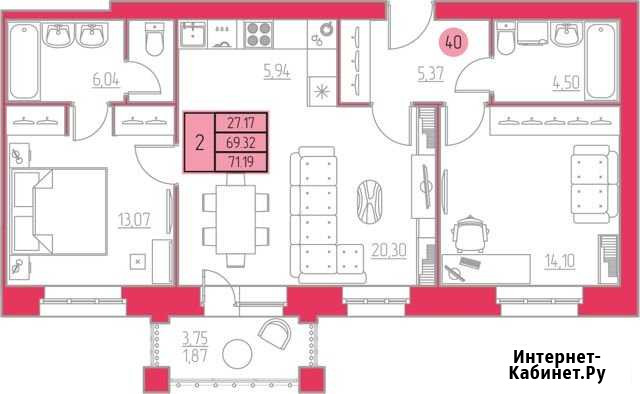 2-комнатная квартира, 71.2 м², 1/4 эт. на продажу в Кирове Киров - изображение 1