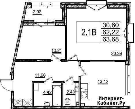 2-комнатная квартира, 62 м², 3/4 эт. на продажу в Пушкине Пушкин