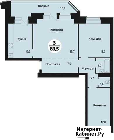 3-комнатная квартира, 89.5 м², 3/10 эт. на продажу в Красноярске Красноярск - изображение 1