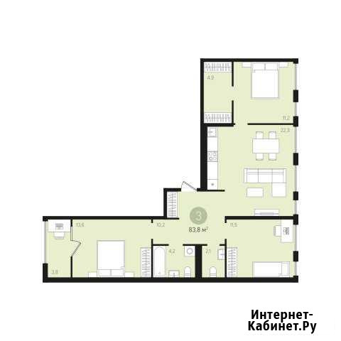 3-комнатная квартира, 83.8 м², 5/7 эт. на продажу в Екатеринбурге Екатеринбург - изображение 1