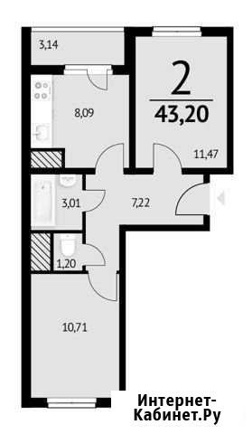 2-комнатная квартира, 43.2 м², 18/20 эт. на продажу в Ростове-на-Дону Ростов-на-Дону - изображение 1