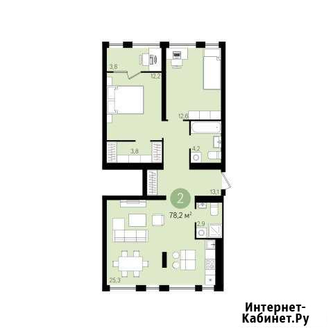 2-комнатная квартира, 78.2 м², 2/7 эт. на продажу в Екатеринбурге Екатеринбург - изображение 1