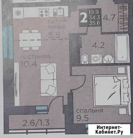 2-комнатная квартира, 36 м², 6/9 эт. на продажу в Перми Пермь - изображение 1