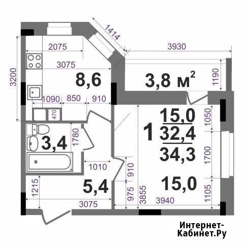 1-комнатная квартира, 34.3 м², 3/15 эт. на продажу во Владимире Владимир - изображение 1