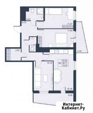 3-комнатная квартира, 68.2 м², 21/23 эт. на продажу в Мурино Мурино