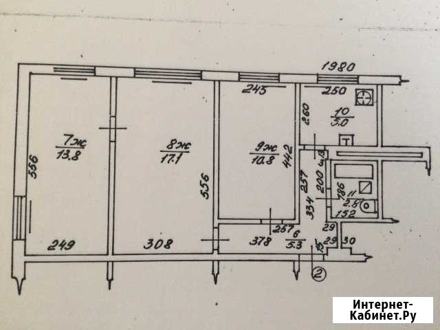 3-комнатная квартира, 54.8 м², 1/2 эт. на продажу в Багратионовске Багратионовск - изображение 1