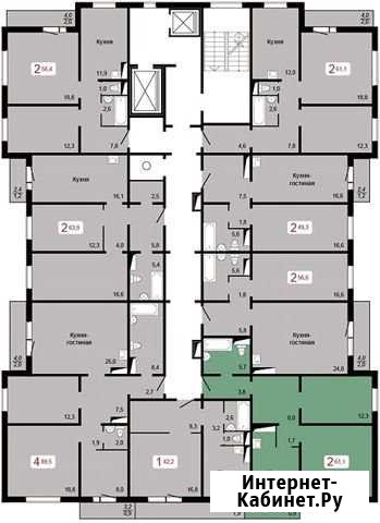2-комнатная квартира, 61.1 м², 15/17 эт. на продажу в Красноярске Красноярск - изображение 1