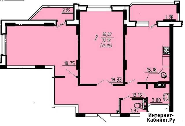 2-комнатная квартира, 76 м², 1/16 эт. на продажу в Брянске Брянск - изображение 1
