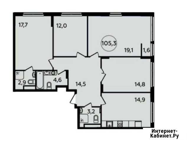 4-комнатная квартира, 105.3 м², 13/16 эт. на продажу в Мосрентгене Мосрентген - изображение 1