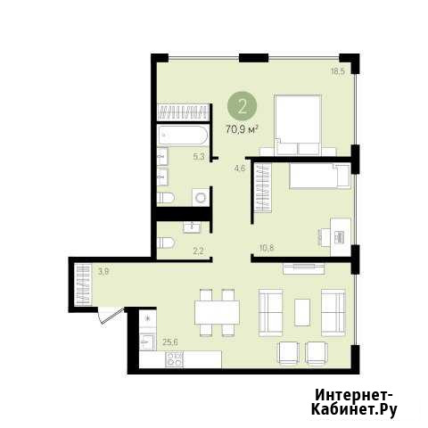 2-комнатная квартира, 70.9 м², 4/16 эт. на продажу в Екатеринбурге Екатеринбург - изображение 1