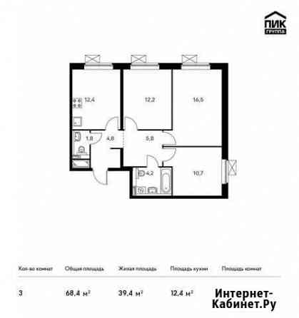 3-комнатная квартира, 68.4 м², 13/22 эт. на продажу в Мытищах Мытищи
