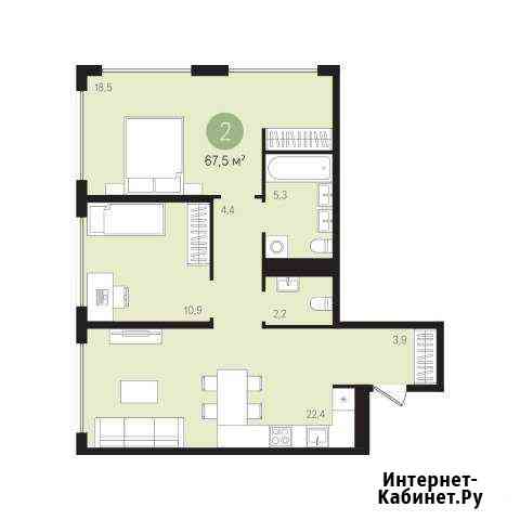 2-комнатная квартира, 67.6 м², 3/16 эт. на продажу в Екатеринбурге Екатеринбург