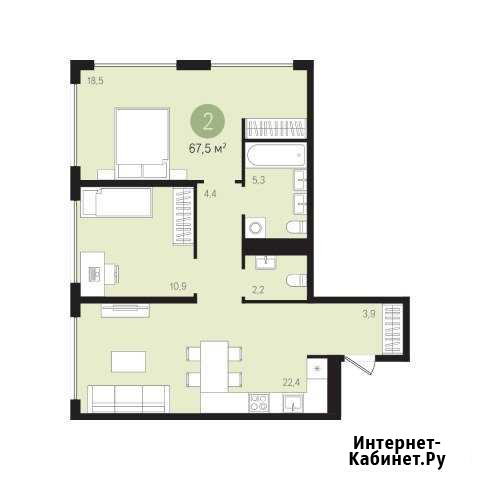 2-комнатная квартира, 67.6 м², 3/16 эт. на продажу в Екатеринбурге Екатеринбург - изображение 1