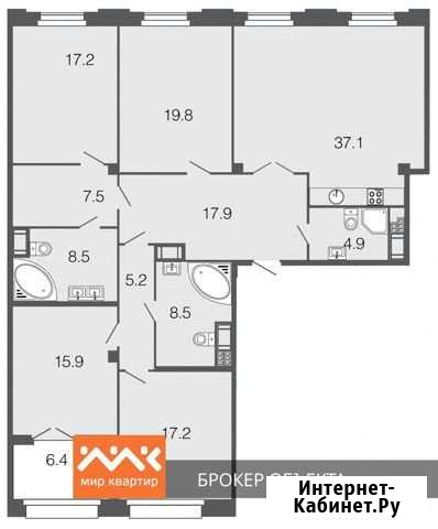 4-комнатная квартира, 159.7 м², 7/9 эт. на продажу в Санкт-Петербурге Санкт-Петербург - изображение 1