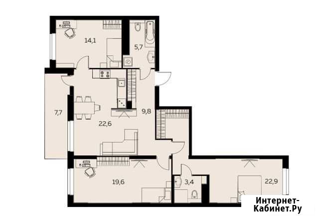 3-комнатная квартира, 105.8 м², 12/16 эт. на продажу в Пензе Пенза - изображение 1