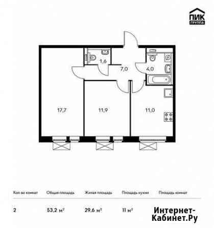 2-комнатная квартира, 53.2 м², 11/18 эт. на продажу в Воскресенском Московской области Воскресенское